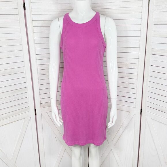 Gap Ribbed Knit Slip Tank Top Sleeveless Sundress Dress Pink Small - Picture 1 of 12